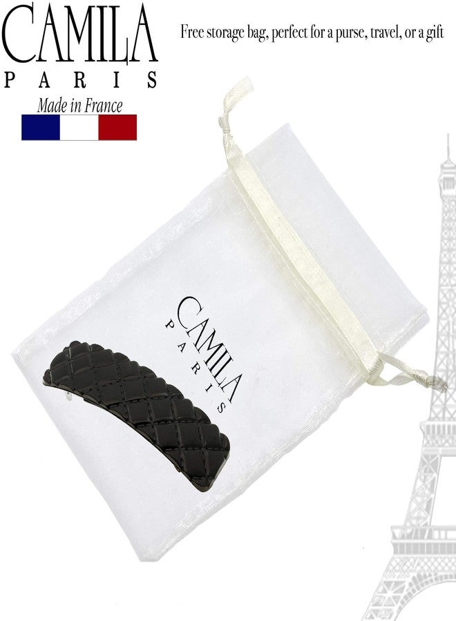 Camila Paris CP2650 French Hair Barrette Clip for Girls, Black, Rubberized Metal Closure Strong Hold Grip Hair Clips for Women, No Slip and Durable Styling Girls Hair Accessories, Made in France - Image 5