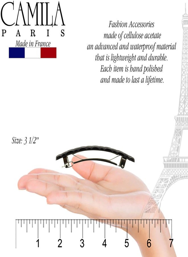 Camila Paris CP2650 French Hair Barrette Clip for Girls, Black, Rubberized Metal Closure Strong Hold Grip Hair Clips for Women, No Slip and Durable Styling Girls Hair Accessories, Made in France - Image 3