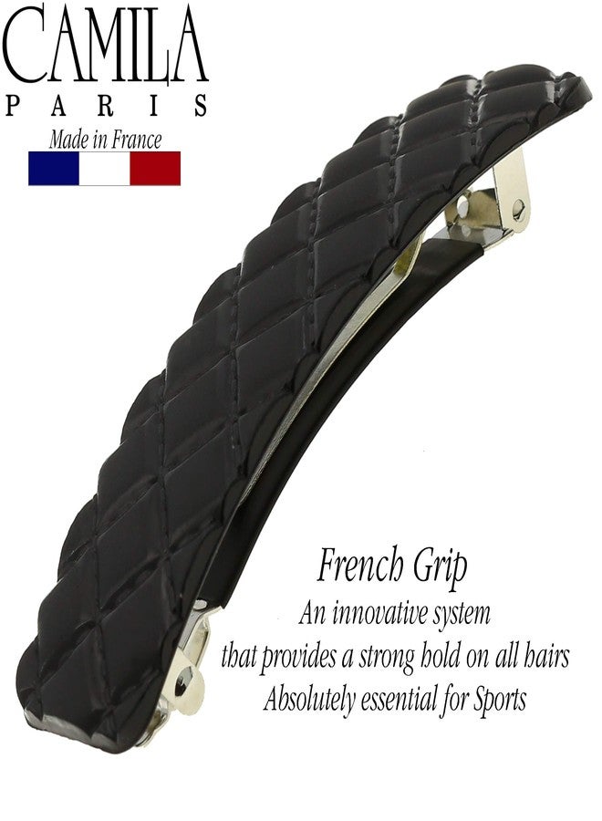 Camila Paris CP2650 French Hair Barrette Clip for Girls, Black, Rubberized Metal Closure Strong Hold Grip Hair Clips for Women, No Slip and Durable Styling Girls Hair Accessories, Made in France - Image 4