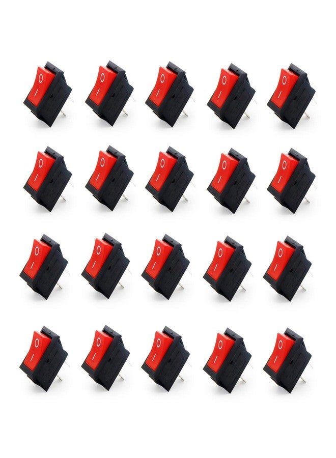 Electronicspices Electronic Spices (20psc) Small Mini Boat On/Off Rocker Switch Snap-in 2-Pin Red Plastic Button - Image 1