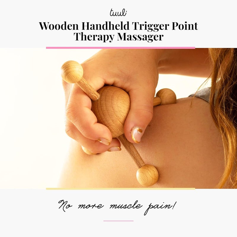 tuuli Accessories  Trigger Point Massage Tool MultiFunctional Wooden Handheld Massager for Back Neck Shoulder and More Helps Ease Muscle Tension and Support Skin Health - Image 3
