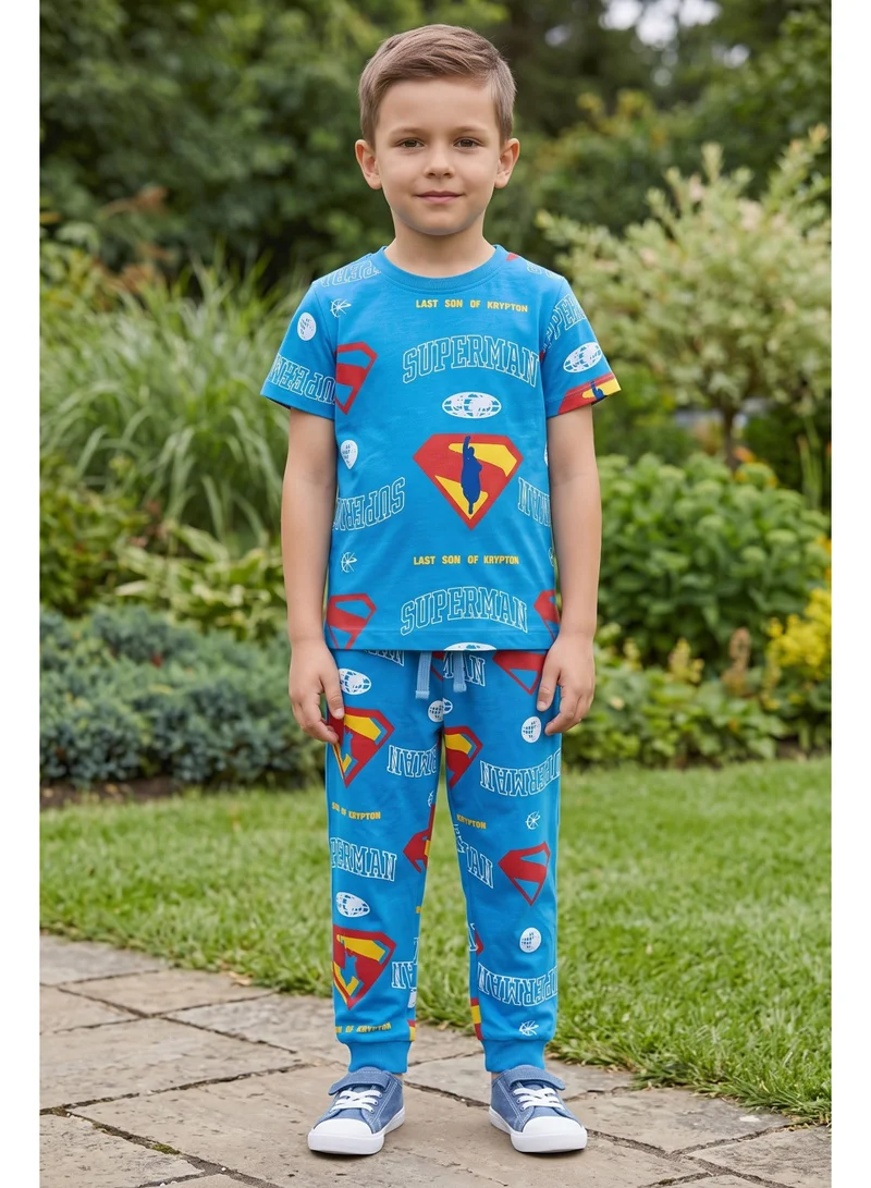 Warner Bros. Warner Bros. Superman Kids Pyjama Set | Official Superman Short Sleeve T-Shirt & Pajama Pants Set | Comfortable Cotton Sleepwear for Boys | Superhero Nightwear & Loungewear Set