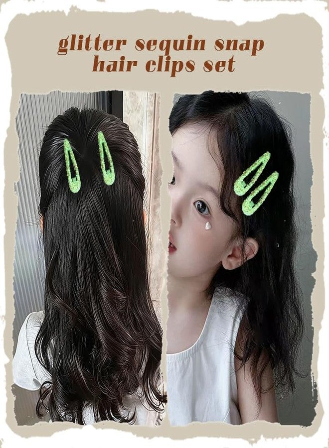 Kefley Glitter Sequin Snap Hair Clips for Girls Women Bright Colorful Snap Barrettes Hairpins Sequin Cheerleader Festival Cheer Hair Accessories for Prom Ball Yellow Hot Pink Blue Purple Green Brown 12 PCS - Image 5