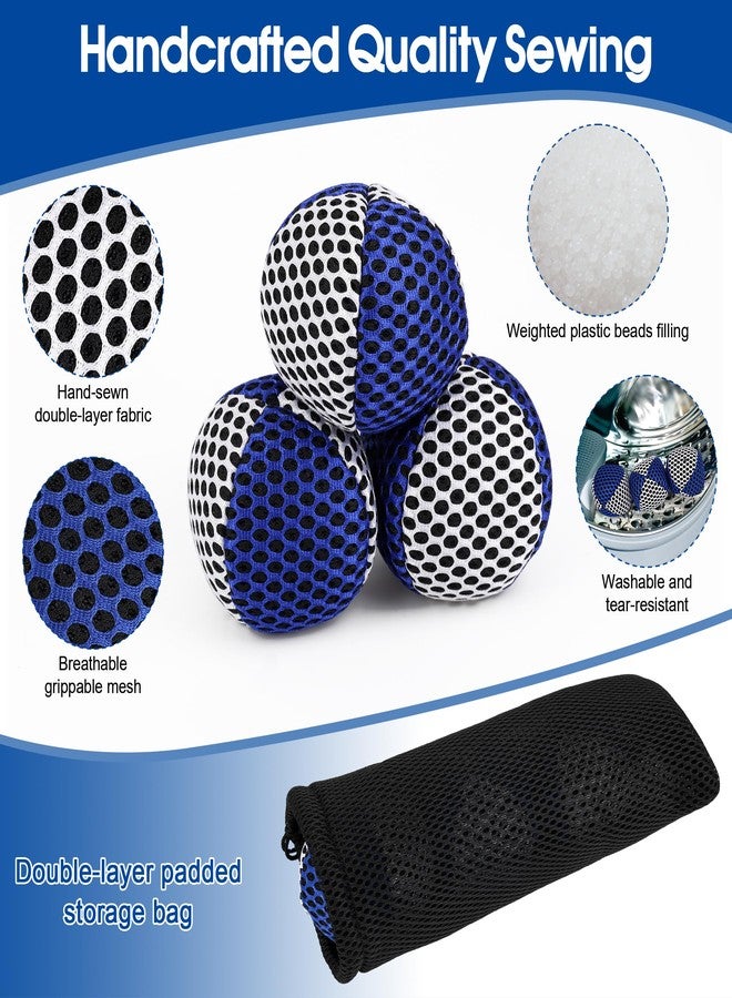 AHIER 3 Packs Juggling Balls for Beginners and Professionals Set with Storage Bag, 4.2 oz Soft Colorful Juggling Balls Starter Set for Developing Motor Coordination and Juggle Skills (Blue - White) - Image 5