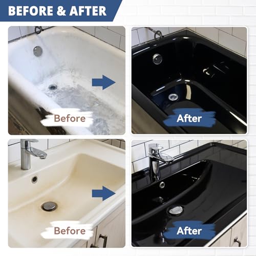 DWIL Tub Paint, Tub and Tile Refinishing Kit with Tools, Bathtub Paint Water Based &Low Odor, Easy to Use for Sink Bathroom Shower, Black 35oz/50-55sq.ft - Image 4