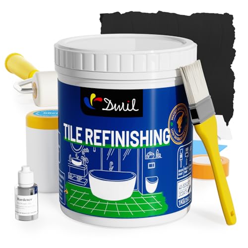 DWIL Tub Paint, Tub and Tile Refinishing Kit with Tools, Bathtub Paint Water Based &Low Odor, Easy to Use for Sink Bathroom Shower, Black 35oz/50-55sq.ft - Image 1