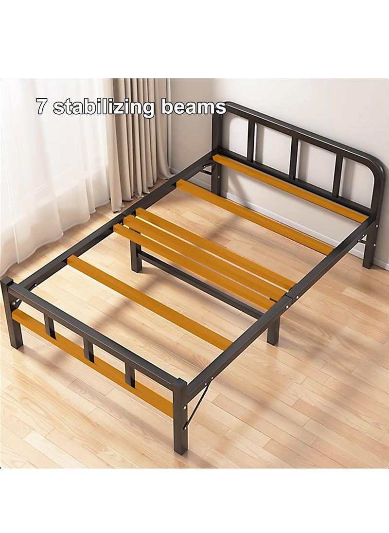 XiuWoo Portable Folding Bed Queen Thickened Carbon Steel Folding Bed, Easy to Fold Without Installation, Multi Functional Simple Folding Bed for Home, Office,190x90cm  - Image 4