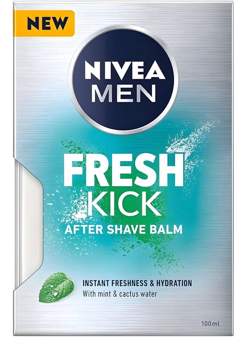 NIVEA MEN FRESH KICK AFTER SHAVE BALM INSTANT FRESHNESS & HYDRATION With mint & cactus water 100 ml - Image 1