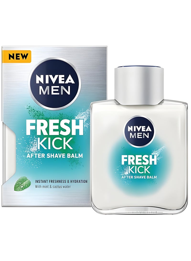 NIVEA MEN FRESH KICK AFTER SHAVE BALM INSTANT FRESHNESS & HYDRATION With mint & cactus water 100 ml - Image 3