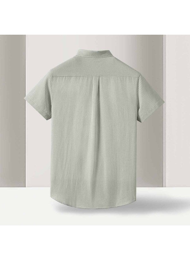 Fomoce 2024 Summer Easy-care Breathable Relaxed Fit Men's Short-sleeve Shirt - Image 5