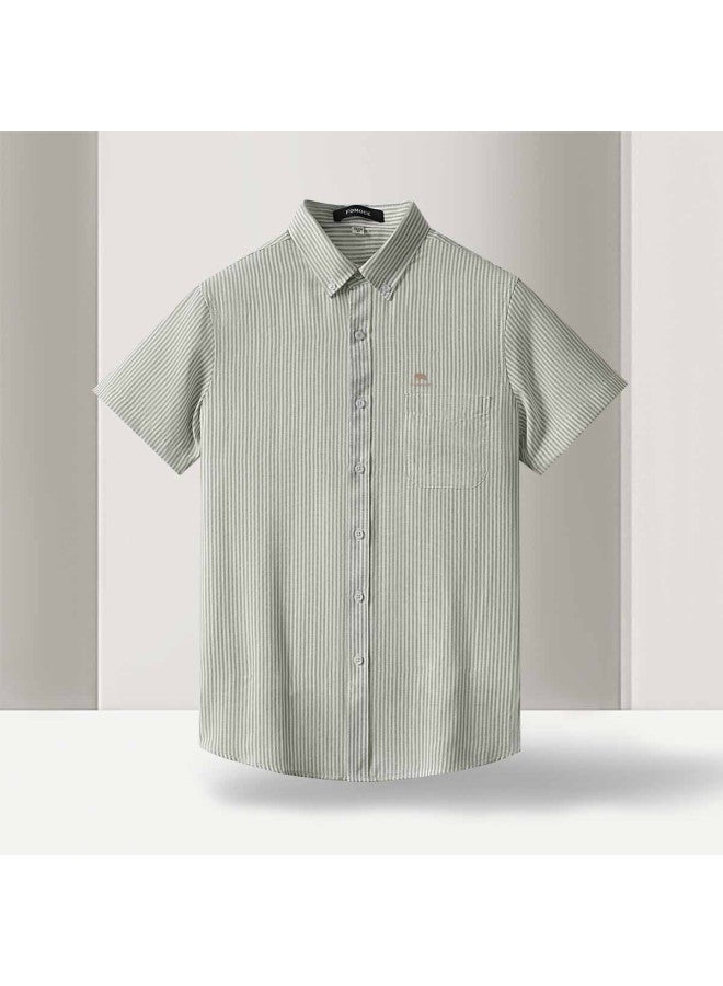 Fomoce 2024 Summer Easy-care Breathable Relaxed Fit Men's Short-sleeve Shirt - Image 4