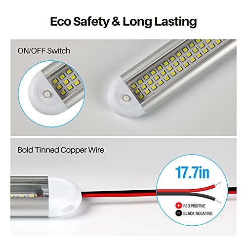 CT CAPETRONIX 12v LED Interior Light Bar, 120LEDs 1500LM 8W DC 12 Volt led Strip Lights with ON/Off Switch, for Enclosed Cargo Trailer, Car RV Van Truck Lorry Camper Boat Caravan Motorhome (8Pack) - Image 3