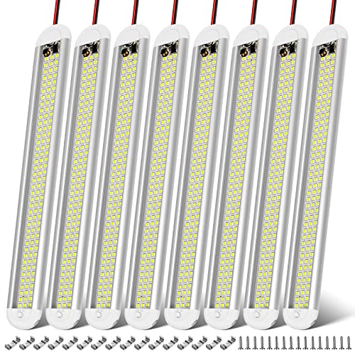 CT CAPETRONIX 12v LED Interior Light Bar, 120LEDs 1500LM 8W DC 12 Volt led Strip Lights with ON/Off Switch, for Enclosed Cargo Trailer, Car RV Van Truck Lorry Camper Boat Caravan Motorhome (8Pack) - Image 1