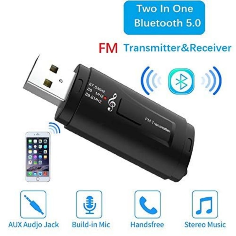 Bluetooth Car Adapter FM Transmitter, Bluetooth 5.0 USB Audio Receiver with Hands-Free Calling, Plug and Play AUX Adapter for Car Stereo, Speaker and Headset - Image 4