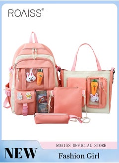 roaiss 4-Piece Set of Cute Backpack Women's Bag Lightweight Elementary School Students Girls Large Capacity Children's School Bag  - Image 1