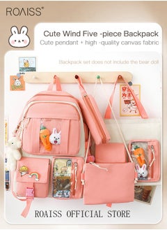 roaiss 4-Piece Set of Cute Backpack Women's Bag Lightweight Elementary School Students Girls Large Capacity Children's School Bag  - Image 3