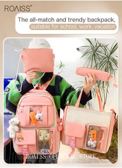 roaiss 4-Piece Set of Cute Backpack Women's Bag Lightweight Elementary School Students Girls Large Capacity Children's School Bag  - Image 4