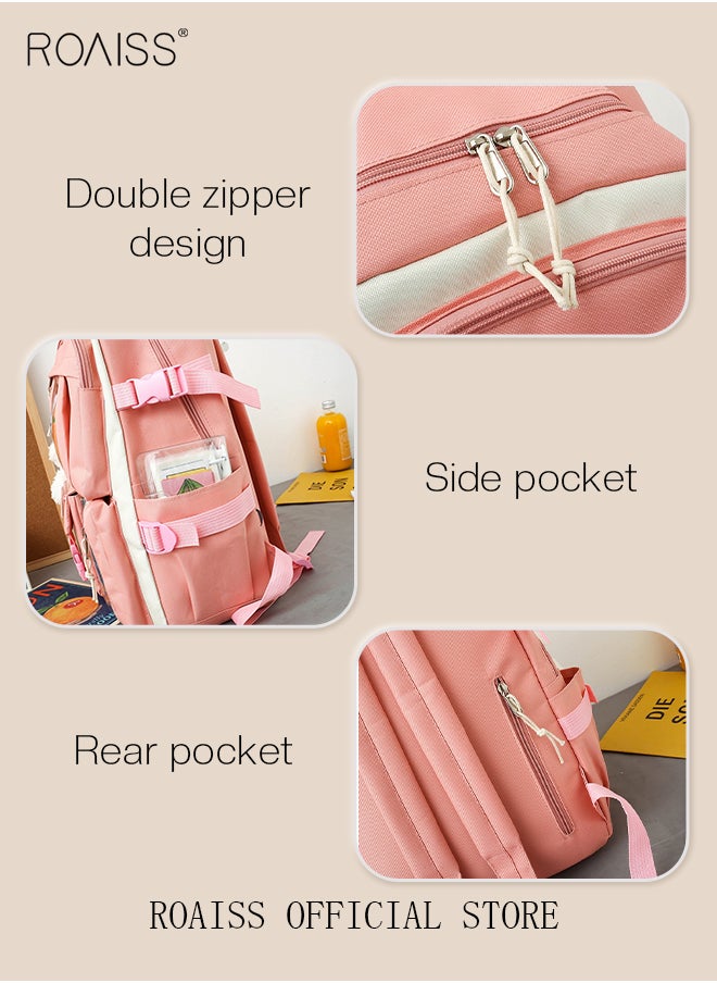 roaiss - 4-Piece Set of Cute Backpack Women's Bag Lightweight Elementary School Students Girls Large Capacity Children's School Bag - Image 1