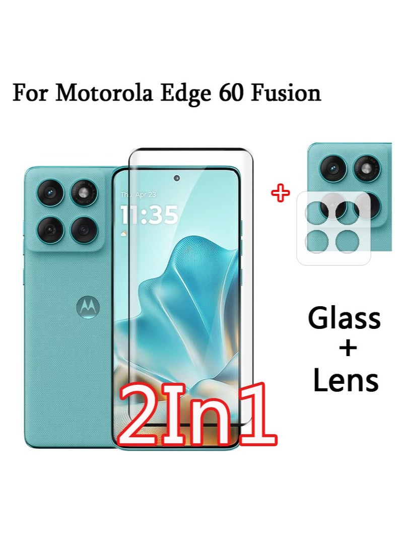 2 in 1 for Motorola Edge 60 Fusion 5G Tempered Glass Screen Protector&Camera Lens Film,9H HD Anti-Scratch Case Friendly  - Image 1