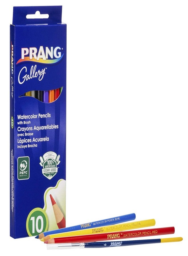 Prang Watercolor Colored Pencils, Includes Brush, Assorted Colors, 10 Count (23650) - Image 2