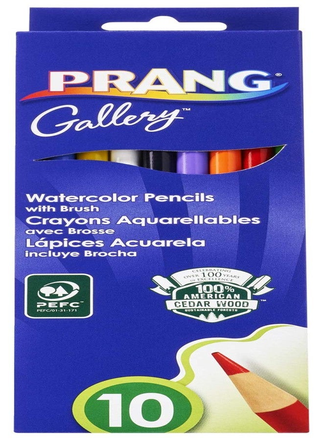 Prang Watercolor Colored Pencils, Includes Brush, Assorted Colors, 10 Count (23650) - Image 1