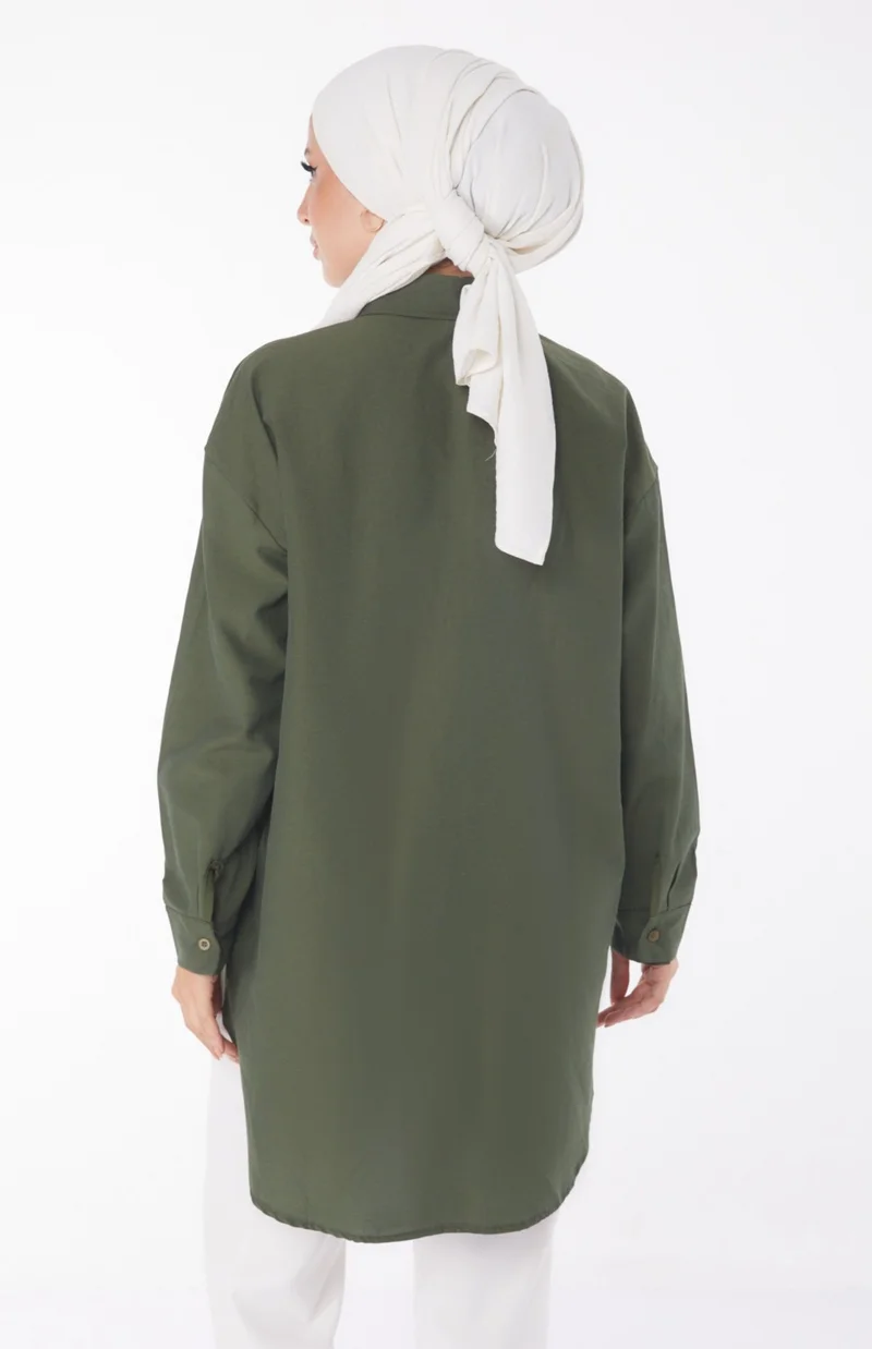Tofisa Plain Shirt Collar Women's Khaki Shirt - 13238