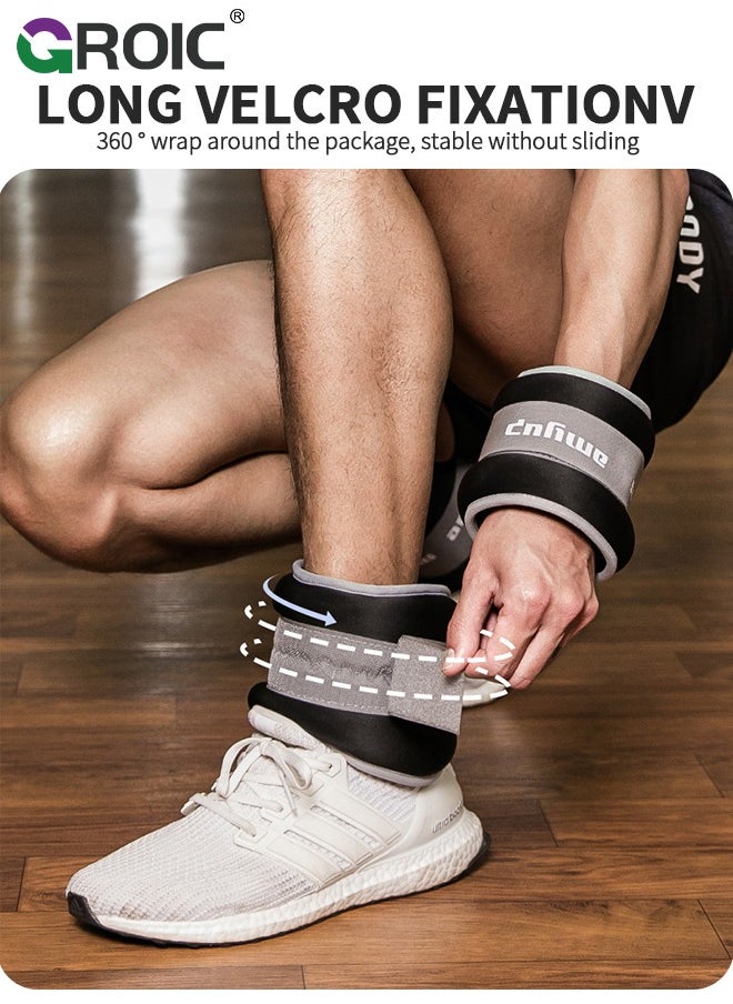 GROIC 2Pcs Ankle Weights Leg Arm Weights Wrist Weights Set with Adjustable Strap for Jogging, Gymnastics, Aerobics, Physical Therapy,Foot Exercise Training Workout-3KG Pair(Black)  - Image 5