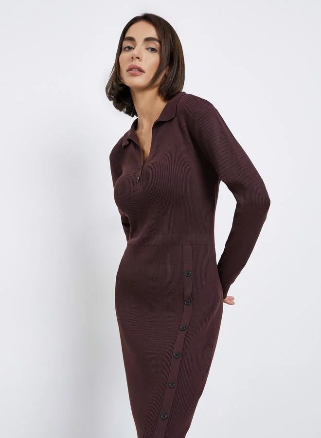 ستايلي فستان ميدي محبوك مضلع