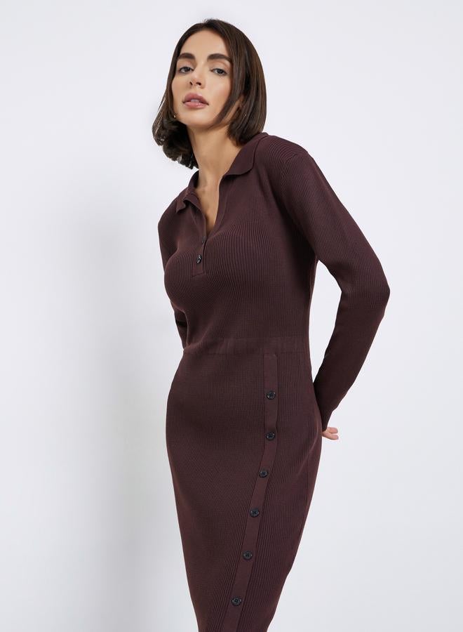 ستايلي فستان ميدي محبوك مضلع - Image 2