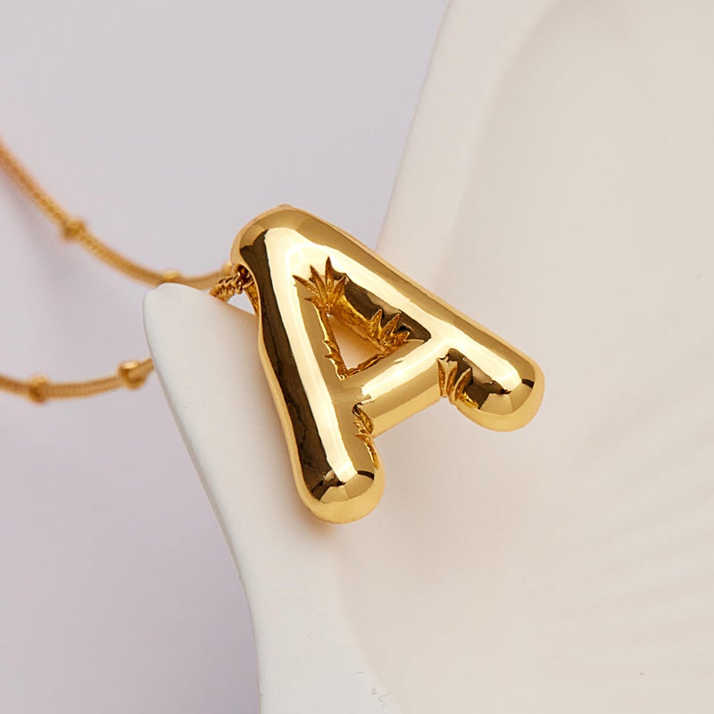 Inerney Gold Bubble Letter A Initial Necklace for Women, Balloon Alphabet Pendant Charm, Dainty Cute Trendy Minimalist Monogram Necklace, Personalized A-Z Letter Jewelry, Gift for Her - Image 5