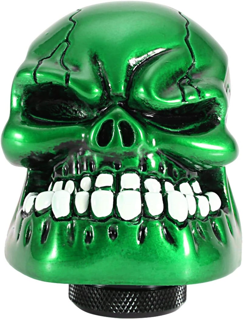 Skeleton Skull Head Gear Shift Knob Lever, Car Modified Gear Shift Knob Stick Lever Shifter Universal (Green) - Image 1