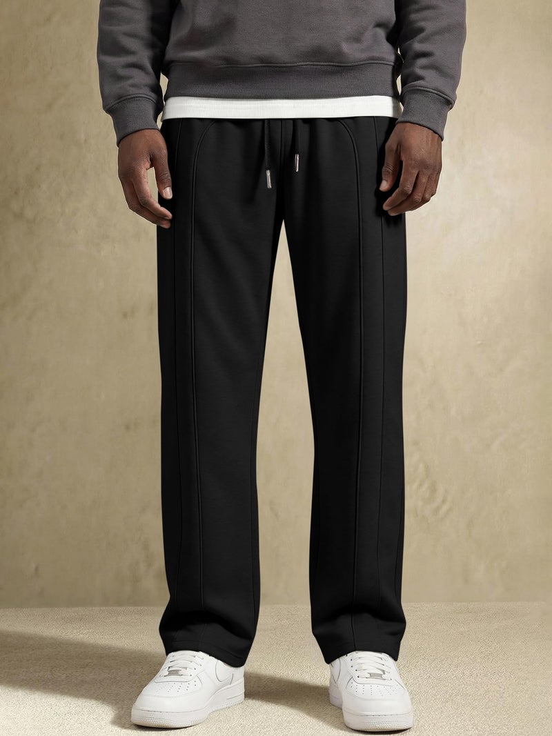 JMIERR Men's Baggy Sweatpants Wide Leg Fashion Lounge Workout Gym Travel Pants Streetwear with Pockets, L, Black - Image 5