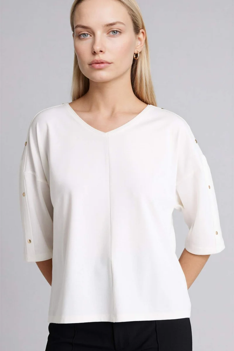 DeFacto Relax Fit V-Neck Long Sleeve T-Shirt