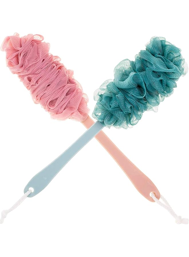Zaboon Scrubber For Shower With Long Handle Pink And Green Pack Of 2 - Image 1