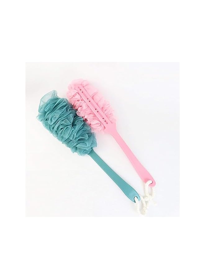 Zaboon Scrubber For Shower With Long Handle Pink And Green Pack Of 2 - Image 3