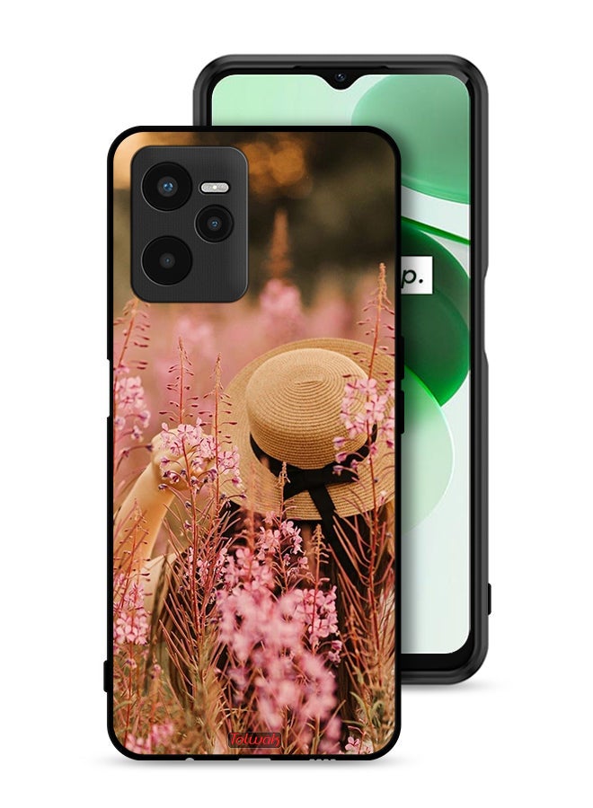 Tolwak Realme C35 Protective Case Cover Hat Girl In Flowers - Image 1