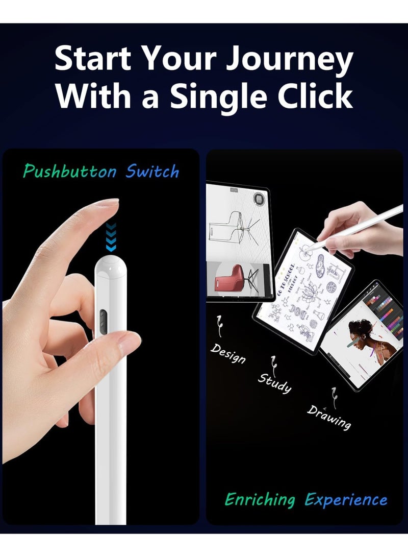 Pencil 1st Generation for iPad (2025-2018), Pencil USB C Fast Charging & 15H Battery, Tilt Sensitivity & Palm Rejection - iPencil for iPad A16 6-11, Air 3/4/5/M2/M3, Mini 5/6/7, Pro 11/12.9/M4 (White) - Image 5
