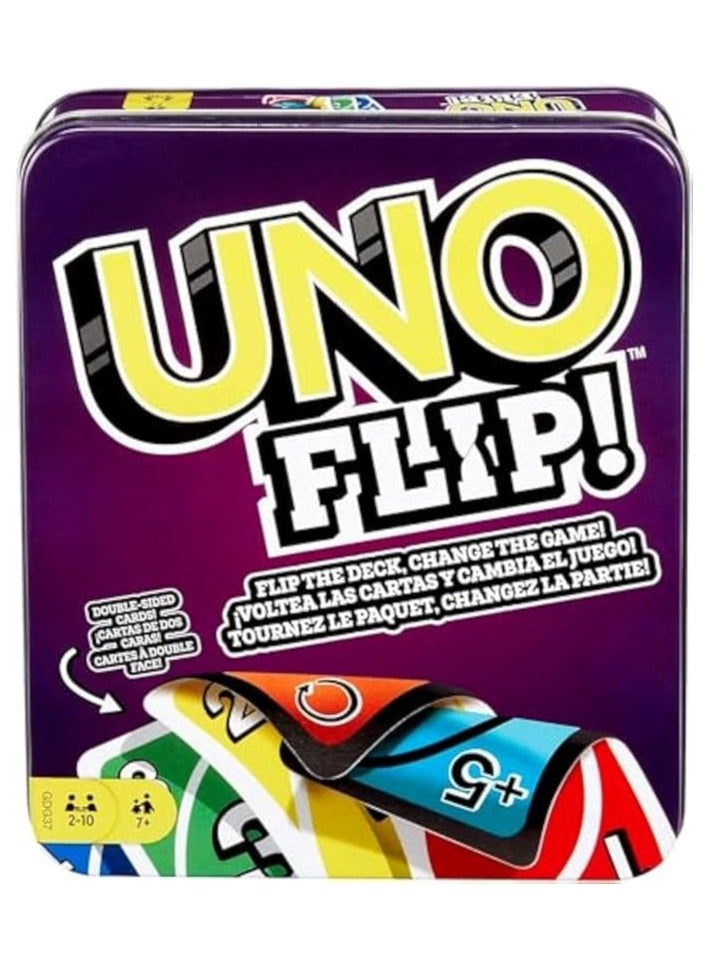 ماتيل جيمز لعبة بطاقات أونو (UNO) – إصدار فليب (UNO Flip) بعلبة معدنية - Image 1