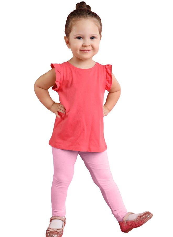 FEQO 5 Pack Toddler and Baby Girls Cotton Leggings Pants Full Length Basic Leggings Stretchy Legging Tight Pants, Black, White, Gray, Rose Red, Pink, 3T - Image 2