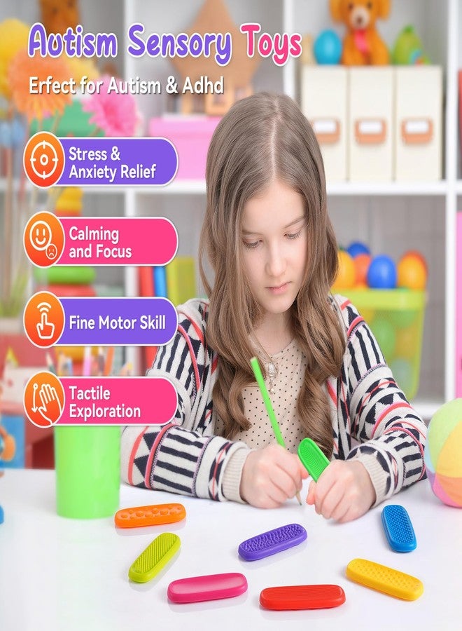 DODOLOL Sensory Fidget Toys for Kids Adults 8 Pack Sensory Strips for Autism,ADHD and Anxiety Relief Items for Adults. Quiet Suction Toys for Autism, Stress -Relief Fidgets Calm Strips,Worry Stones Desk Toys - Image 3