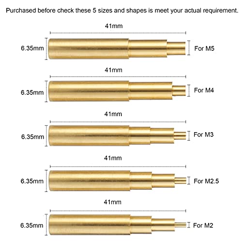 HanTof 5Pcs Heat-set Insert Tips for M2,M2.5,M3,M4,M5 Threaded Inserts, Compatible with 900M T18 ST Hakko FX-888D/FX600 and Weller SP40NKUS/WLC100 Soldering Irons Tips, for Connecting 3D Printed Parts - Image 3