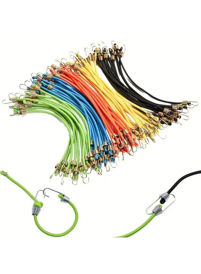 12pcs Rubber And Metal Elastic Cords With Hooks 10 Inch Adjustable For Luggage Car Roof Rack - Image 1