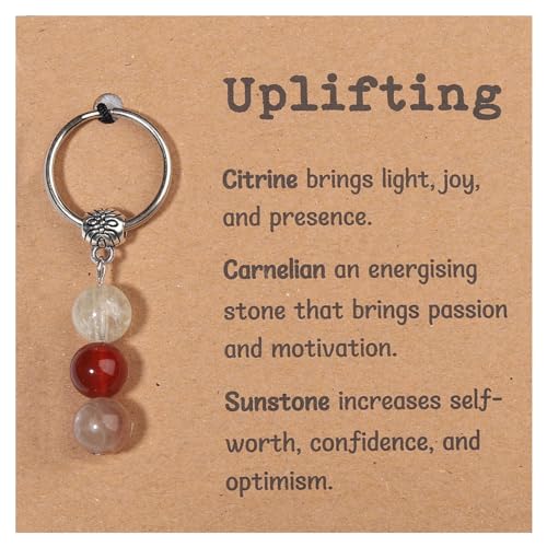 GINAZL Inspirational Encouragement Gifts for Women, Natural Healing Stones Keychain Accessory Positivity Gifts Chistmas Valentines day Birthday Gift for Friends Women Men(UL) - Image 1