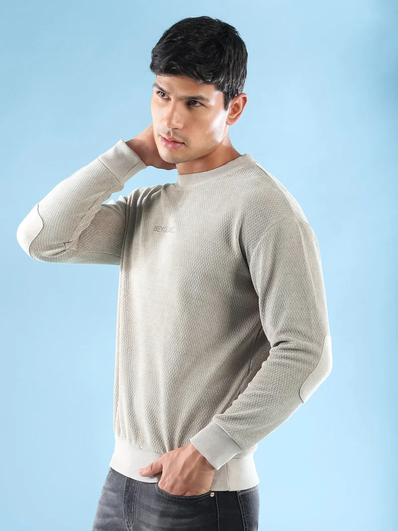 Beyoung Desert Beige Elbow Patch Sweatshirt