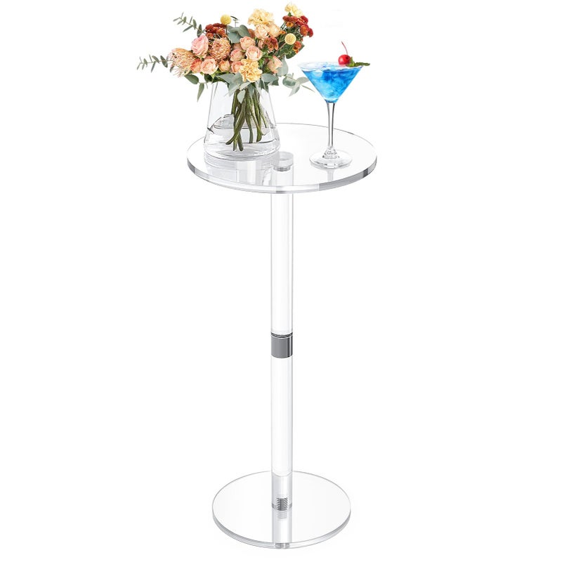 Cilinta 9.8" Round Clear Acrylic End Table - Modern Small Space Side Table for Living Room, Bedroom, Office, Outdoor | Sturdy, Easy to Install, Multi-Purpose - Image 1