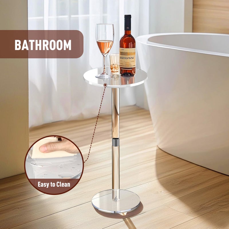 Cilinta 9.8" Round Clear Acrylic End Table - Modern Small Space Side Table for Living Room, Bedroom, Office, Outdoor | Sturdy, Easy to Install, Multi-Purpose - Image 5