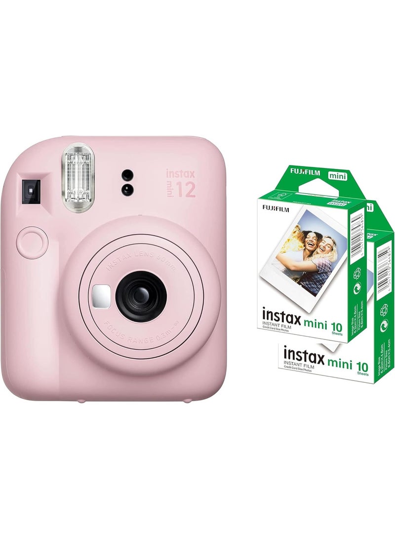 Instax Fujifilm Instax Mini 12 Instant Camera - Blossom Pink + 2 Pack Film - Image 1