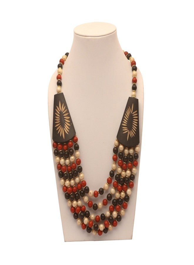 DCA Multicolor Wood Women Necklace (Black-Maroon) - Image 3