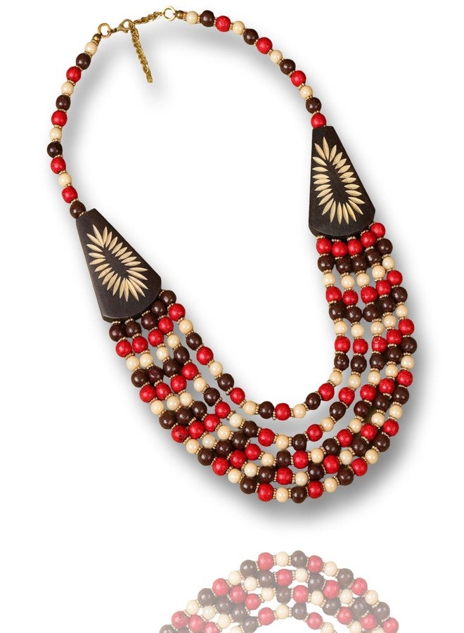 DCA Multicolor Wood Women Necklace (Black-Maroon) - Image 1