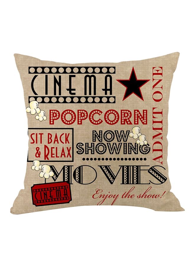 NIBEMINENT Movie Theater Printed Cushion Cover Beige/Red/Black 45x45cm
